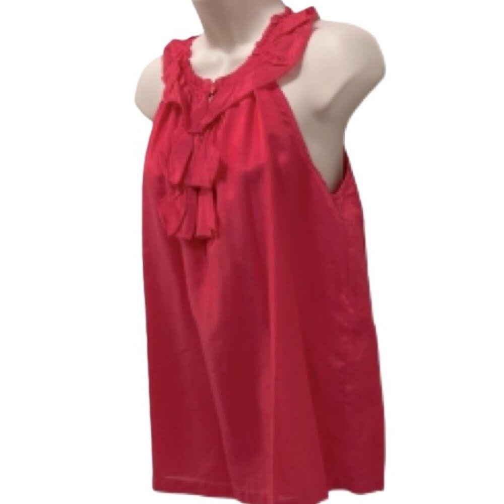 J CREW SILK Blend Halter Ruffled Satin Sleeveless Ruffled Blouse Womens XS